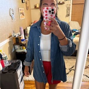 Denim Blue Women's Button-Up Shirt